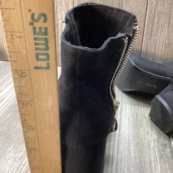 Bershka Booties Heeled Ankle Boots Zippered SIZE 6.5 Faux Suede Black Women’s - Picture 12 of 16